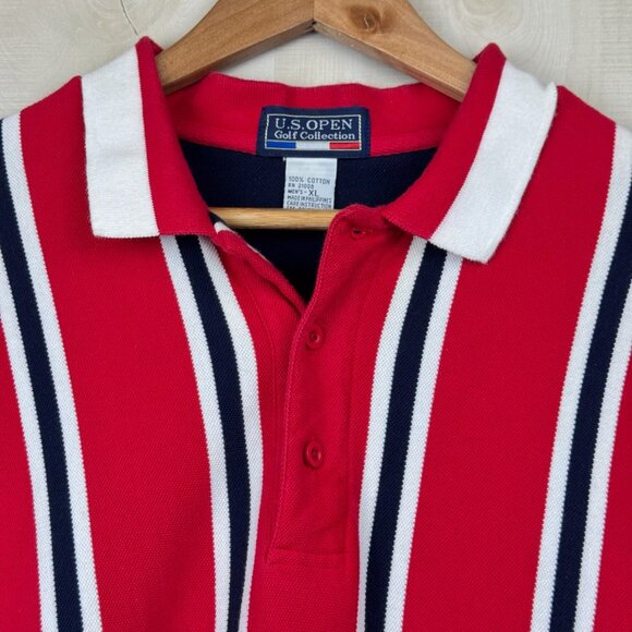 Vtg US Open Golf Collection 1997 Congressional Polo XL Red Blue White Stripe - Picture 3 of 8